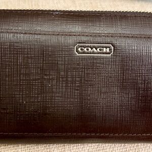 Coach Dark Brown Textured Leather Wallet